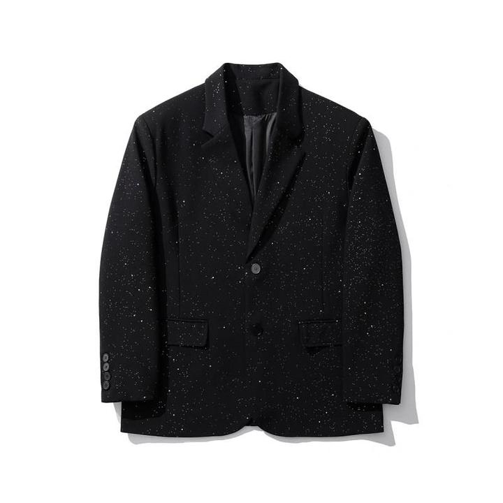 西服男春秋男士高级感痞帅亮片满天星时尚廓形发型师大码休闲西装