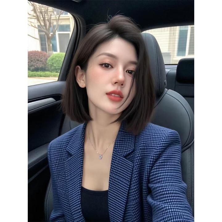 早秋韩系高级感独特漂亮上衣超好看设计感轻奢蓝色格纹西装外套女