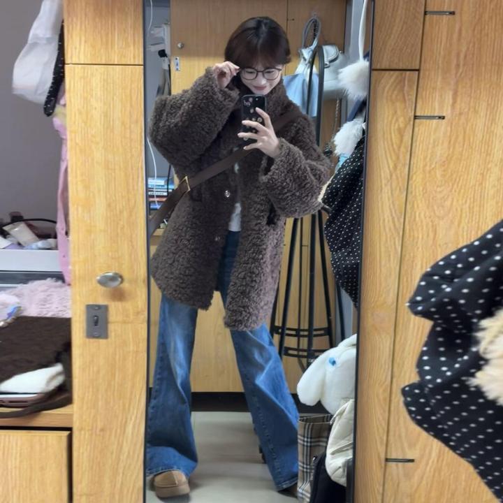 咖色摇粒绒仿羊羔毛外套女秋冬2026新爆款加厚加绒小个子上衣韩系