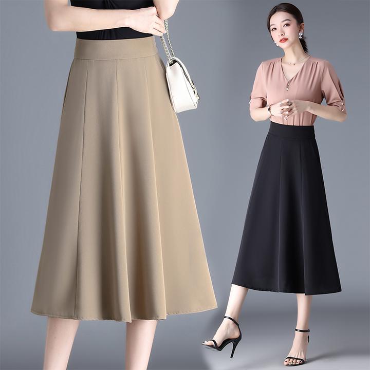 秋冬高腰摆裙a字伞裙气质大码遮肚百搭显瘦中长款毛呢半身裙
