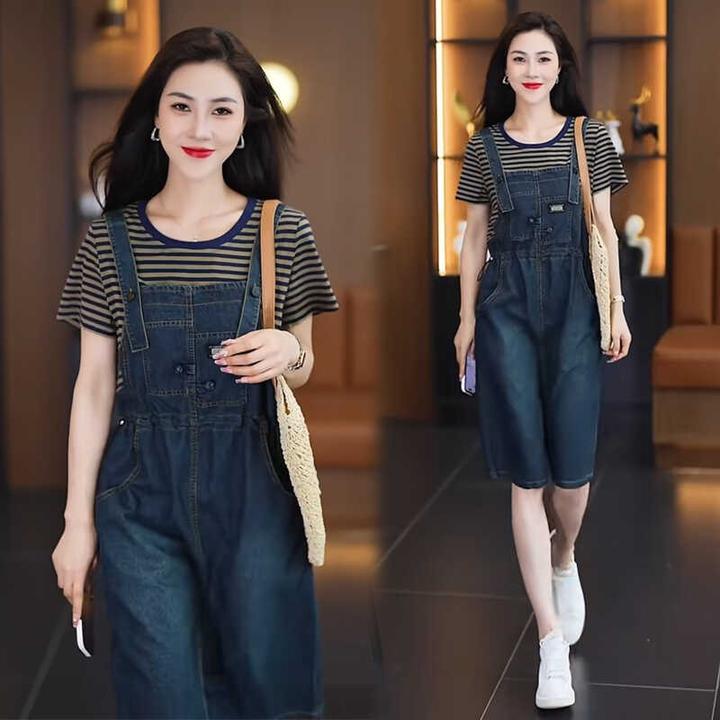 牛仔背带裙女2025夏季新款时尚洋气减龄显瘦假两件中长款连衣裙潮