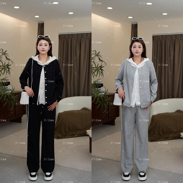 【秋款上新】PDM22485+22489早秋新款显瘦假两件上衣大码女装套装