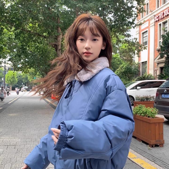 日系秋冬穿搭显白棉服短款羊羔毛小个子保暖加厚宽松复古棉衣外套