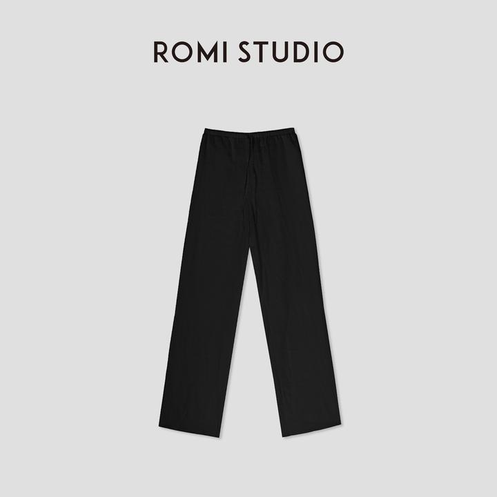 ROMI STUDIO“天丝垂感”天丝麻松紧抽绳垂坠感休闲裤K3369