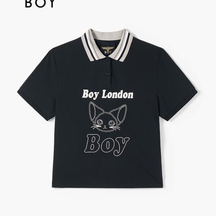 BOYLONDON25新款夏季女款POLO小猫印花经典时尚潮牌短袖T恤W01294