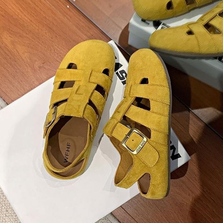 复古2025新款夏季森系包头凉拖镂空罗马凉鞋百搭软底平底时尚网红