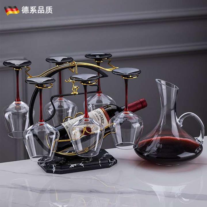 德国欧式轻奢高档红酒杯套装家用葡萄酒杯酒架醒酒器水晶高级感高