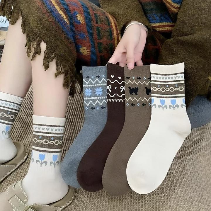 【新疆棉】女秋冬复古民族风费尔岛袜子加厚保暖新款堆堆ins学生袜