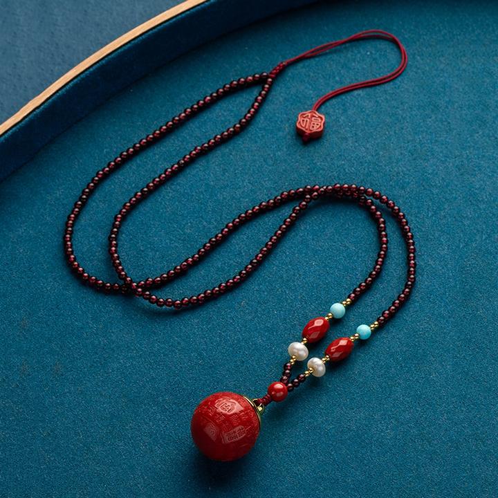 天然辰砂正宗天然朱砂手工雕刻吊坠女个性百搭项链送女友生日礼物