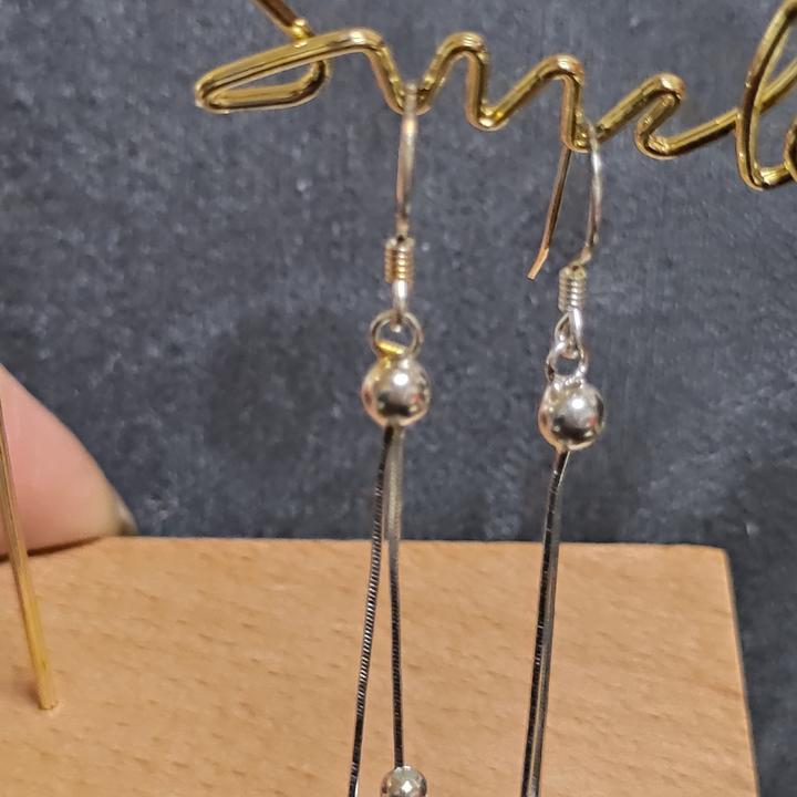 足银亚克力耳饰 足银耳饰，S990简约长款