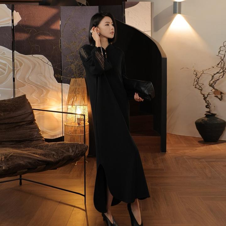 溶溶【绘墨春】RONGRONG  莫代尔镂空蕾丝拼接连衣裙上衣F-Z8969217