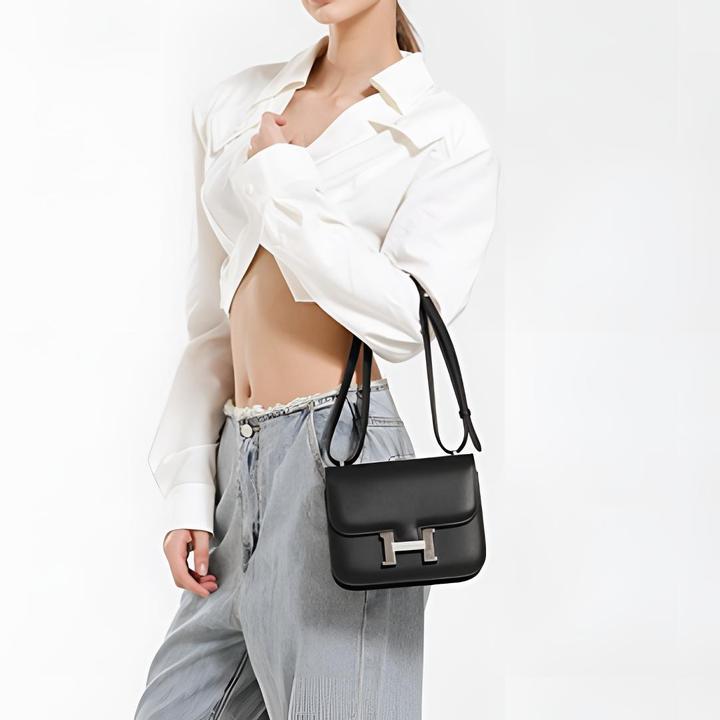 轻奢真皮康康包H标高档送老婆女友礼物女轻奢单肩包斜挎包女士