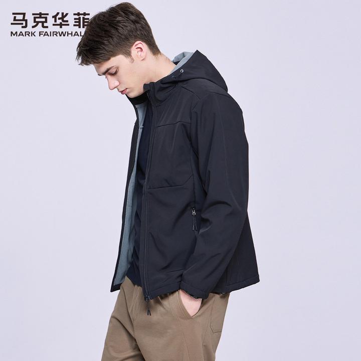 【防风加绒】马克华菲连帽夹克男2025秋冬新款防泼水软壳弹力外套潮
