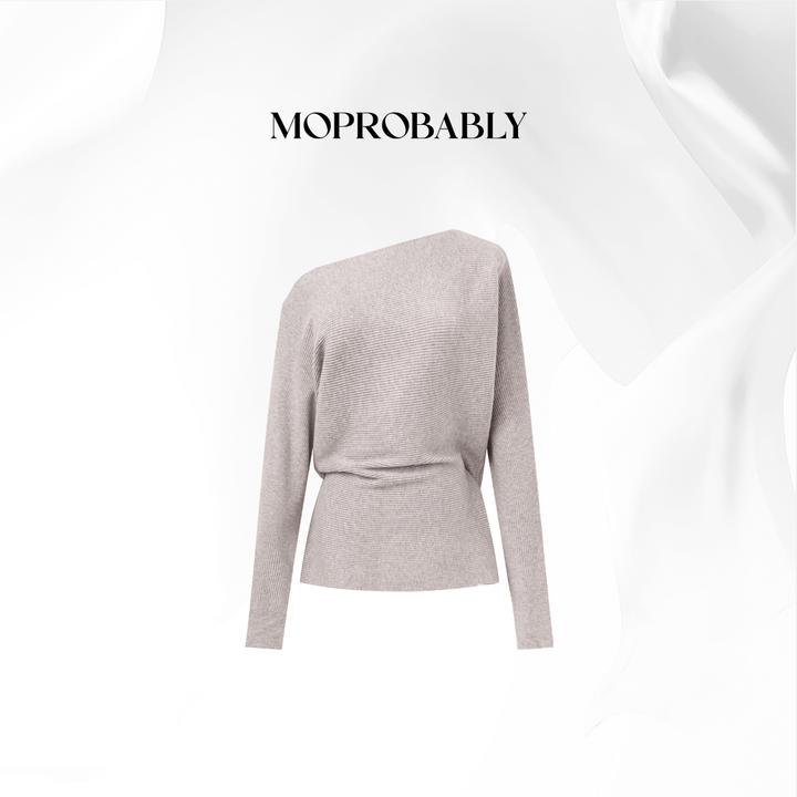 Moprobably贝贝「芷晴」辣妹时尚百搭斜肩套头打底针织衫L5476108