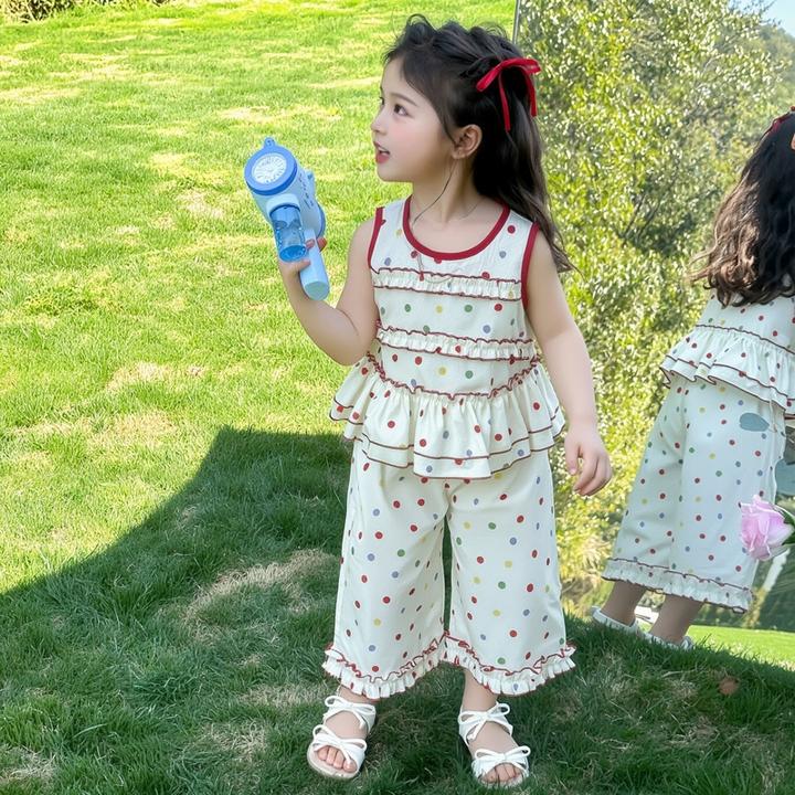 【5.16万人收藏】女童夏季套装2025新款洋气时髦儿童直筒裤宝宝夏