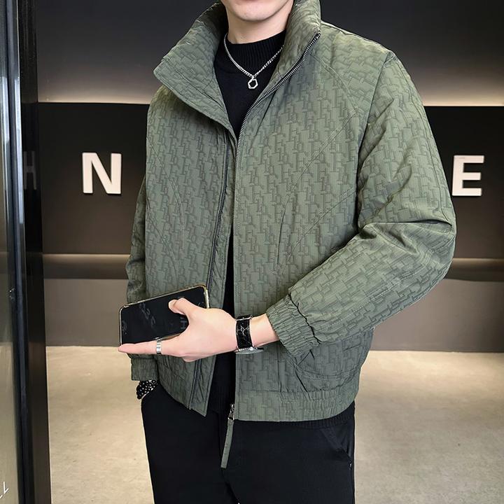 立领羽绒服男冬季印花宽松时尚高级感外套保暖面包服休闲夹克衫潮