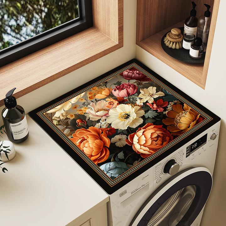 复古花滚筒洗衣机垫子卧室防尘防晒盖布冰箱床头柜保护垫盖巾防滑