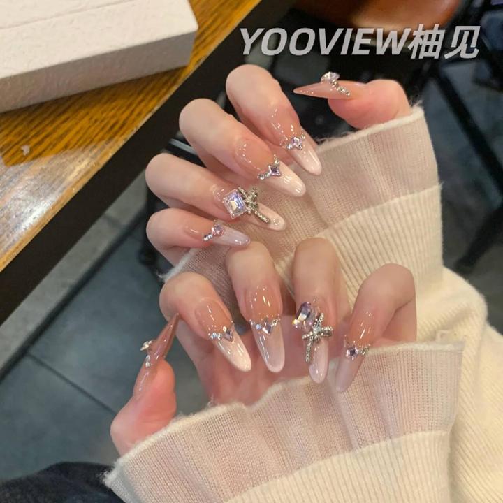 高级感穿戴甲甜欲氛围冰透粉系猫眼美甲高级美甲穿戴甲片