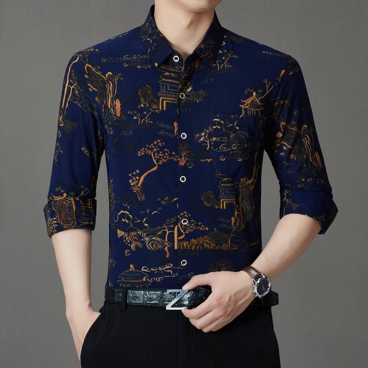 2025男士衬衫秋冬新款时尚百搭免烫休闲潮流有口袋 9910