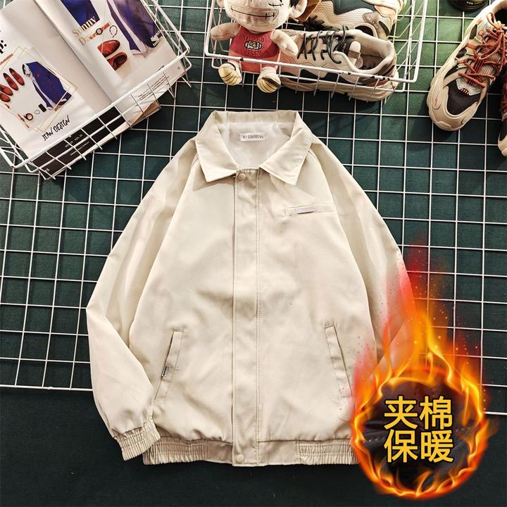 潮流立领夹克男2025春秋新款美式复古重磅潮牌港风设计感宽松外套