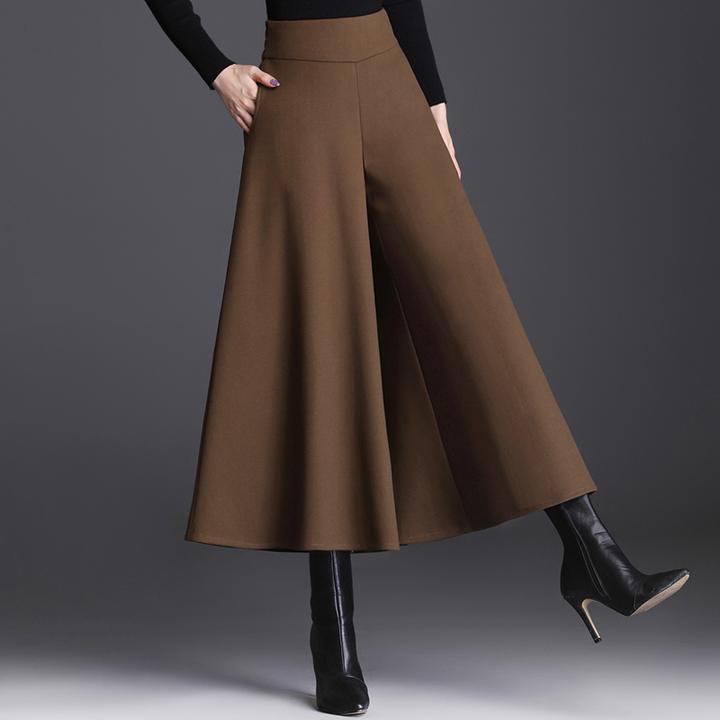 2025秋冬新款裙裤毛呢阔腿裤宽松女裤子裤裙小个子今年流行九分裤