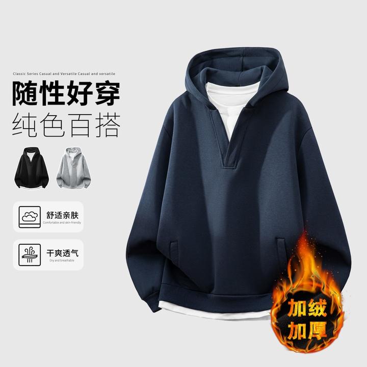 爆款加绒-2025春秋季卫衣加厚男个性休闲潮流宽松ins风潮牌百搭男