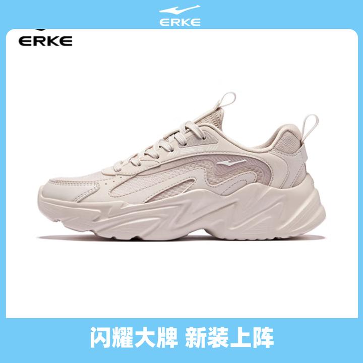 逸界丨鸿星尔克夏季透气复古运动鞋增高时尚减震网面老爹鞋2372