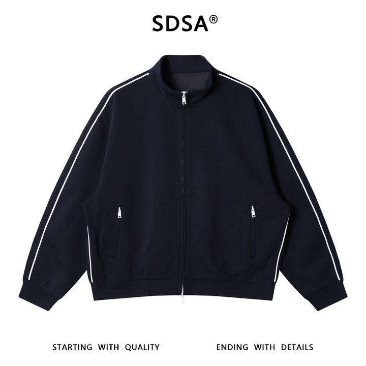 SDSA男士秋冬新款痞帅男装运动风撞色辣条拉链立领卫衣百搭时尚潮