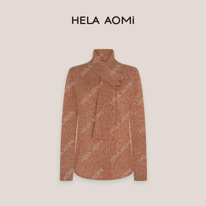 HELA AOMI“进口纱.围巾毛衣”绵羊毛山羊绒桑蚕丝针织衫CY5CC33404