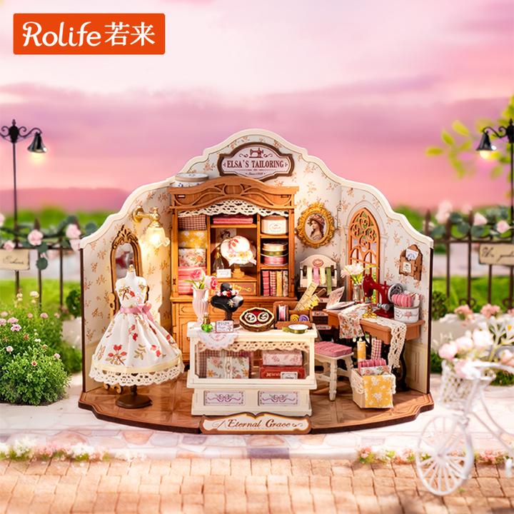 【裁缝铺】若来rolifeDIY木质小屋艾莎裁缝铺拼装