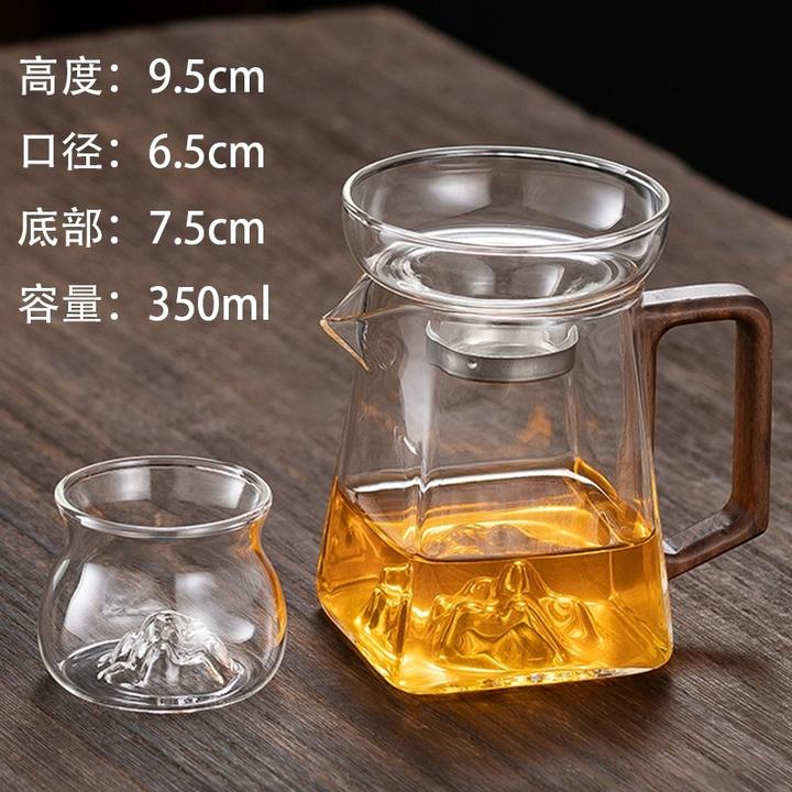 加厚耐热玻璃公杯带茶漏隔茶器公道杯茶海分茶器茶海高档四方公杯