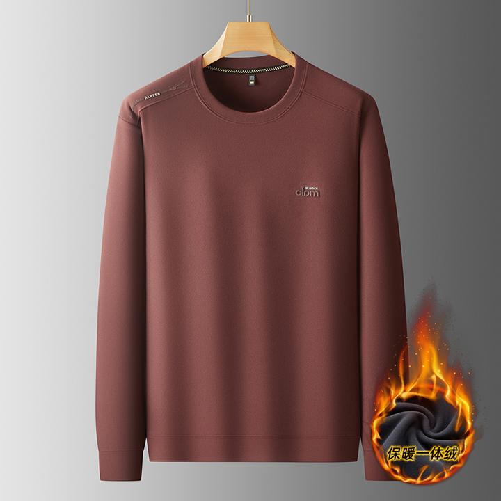 洛尼提日亚加厚一体绒男士卫衣冬季加绒长袖上衣男圆领保暖打底衫