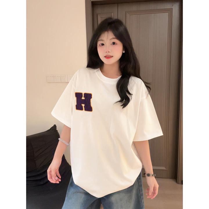 HandSeven重磅美式潮牌刺绣宽松圆领设计感时尚休闲百搭t恤上衣