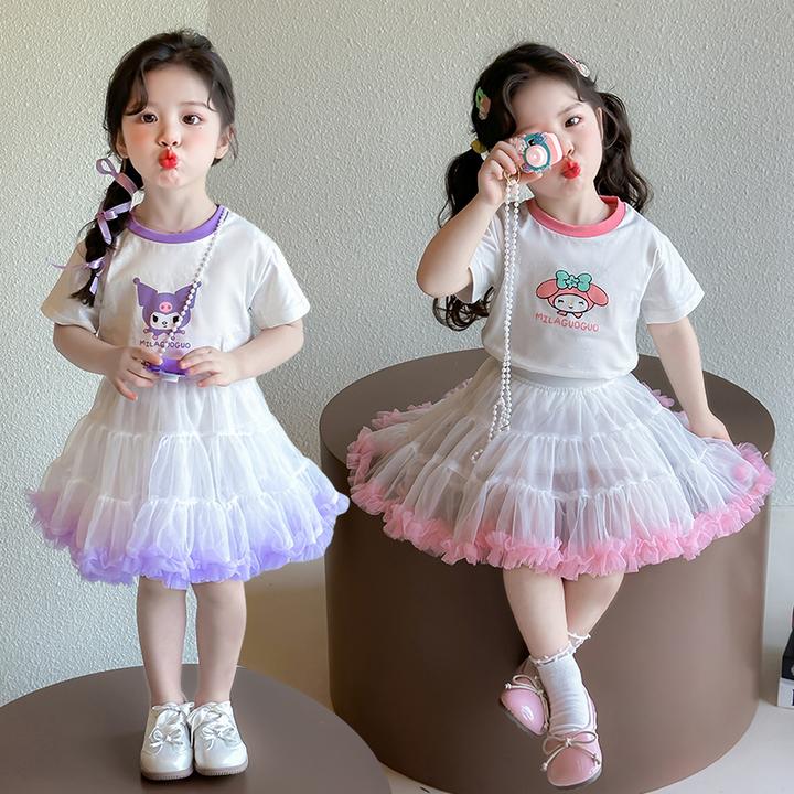 女童库洛米套装2025新款儿童夏装洋气时尚女宝宝夏季蛋糕裙两件套