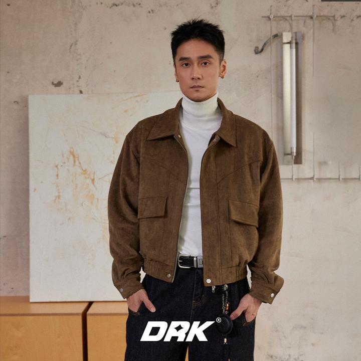 DRK【回溯】烧花麂皮外套美式复古秋冬新款翻领通勤休闲时尚外套男