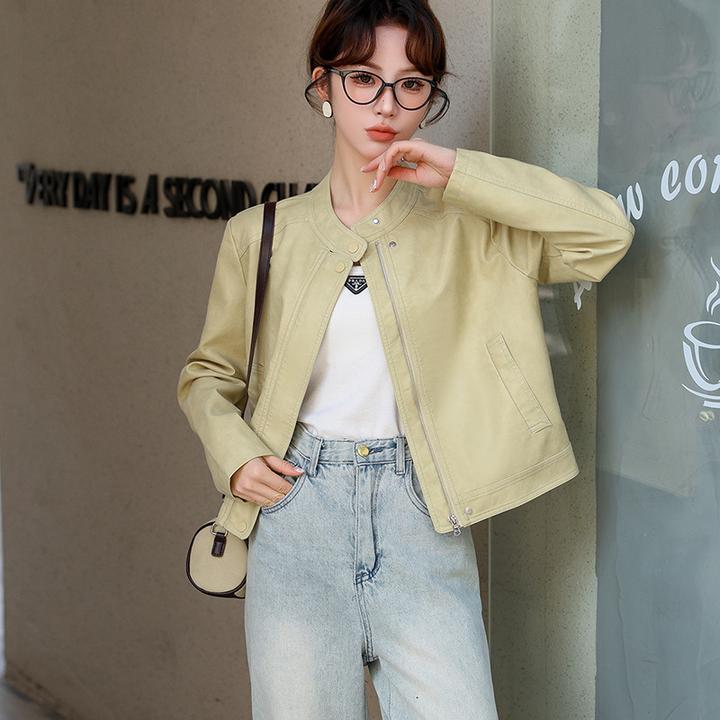 2025春季新款欧货短款PU皮衣女短款复古外套机车服显瘦夹克上衣