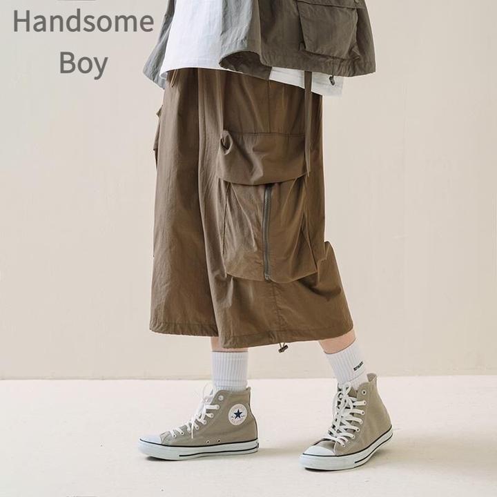 秋季短裤直筒工装裤宽松潮流日系复古ins裤子休闲裤百搭阔腿男士