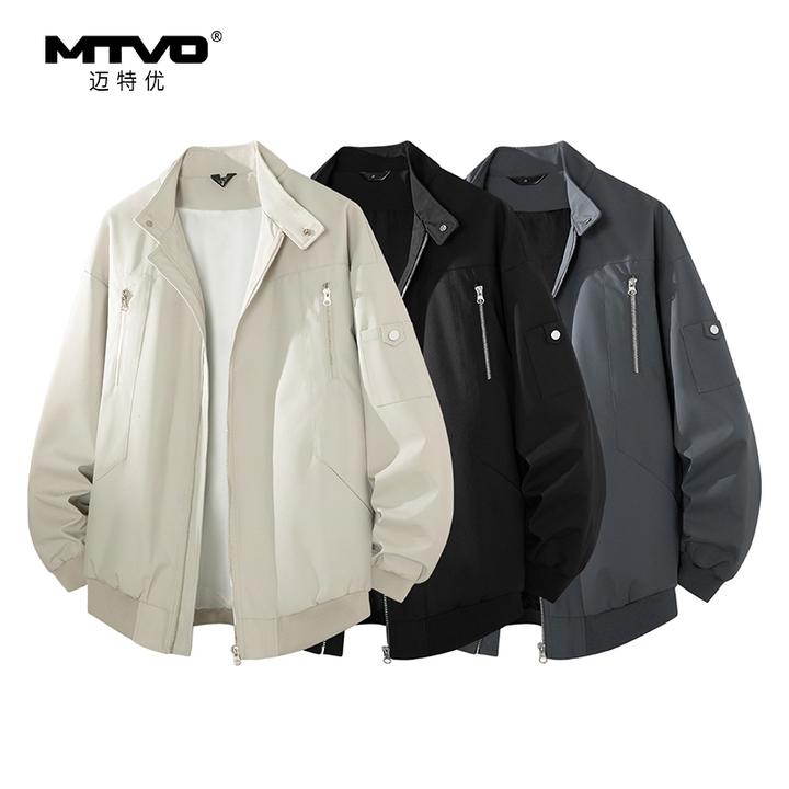 立领夹克外套2025新款秋季男款美式潮牌高街时尚简约百搭夹克外套