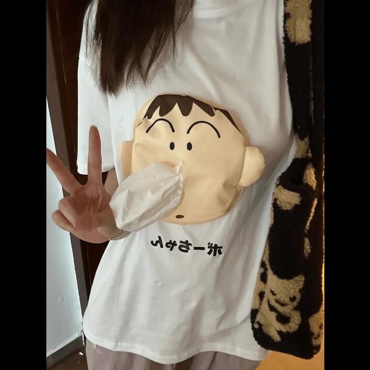 网红款玩偶阿呆抽纸衣服能放纸巾的T恤搞怪随身带纸短袖情侣上衣