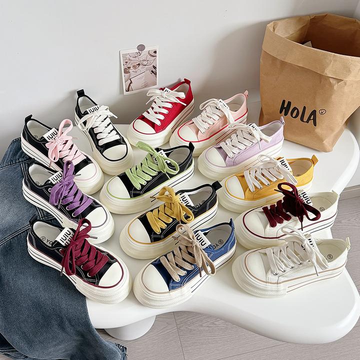 爆款韩版厚底帆布小白鞋女鞋休闲小众原创百搭板鞋透气单鞋百搭鞋