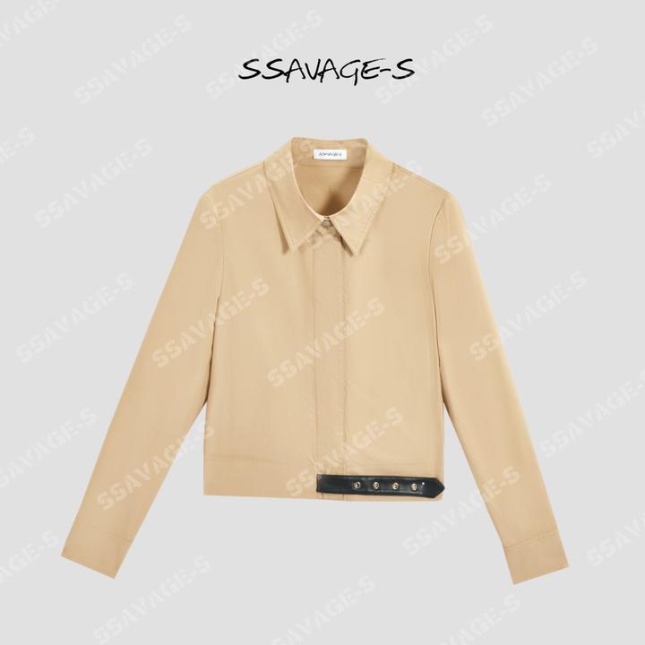 SSAVAGE“法式韵脚”不对称皮带拼接下摆长袖衬衫SS90820