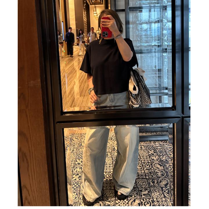 COCOLINDA | 棉质重工艺洗水阔腿香蕉裤牛仔裤N5125