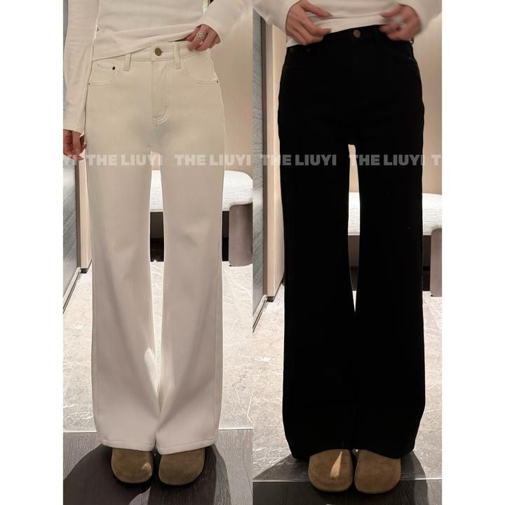 【LIUYI】魔法裤~冬季加厚绒高腰显瘦直筒微喇牛仔裤51204A6