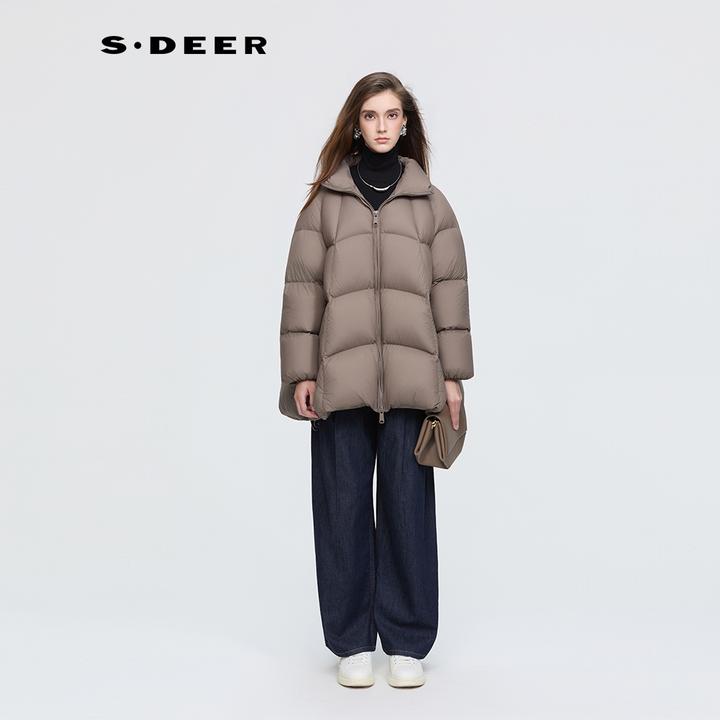 S·DEER圣迪奥【暮隐之境】冬季女式休闲松弛感立领羽绒服S254Z3108