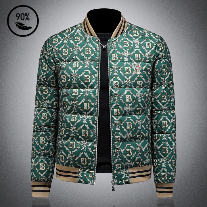 羽绒服男款2025冬季新款棒球领潮流字母印花短款修身保暖加厚外套