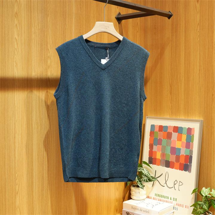 【退货补运费】100绵羊毛秋冬季剪标款男士保暖针织马甲3U007/3U011