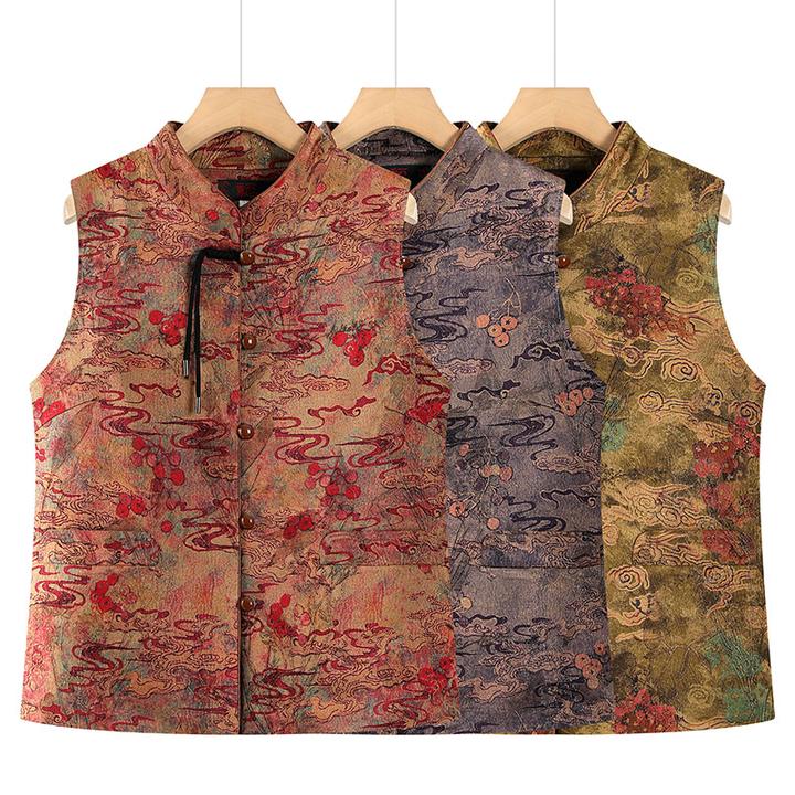 奶奶秋装马甲薄款中老年女妈妈马夹外穿春秋老人坎肩太太中式背心