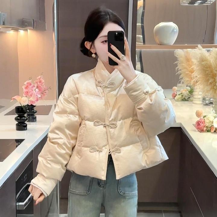 新中式国风盘扣提花加厚棉服外套女2025冬季新款时尚保暖棉衣外套