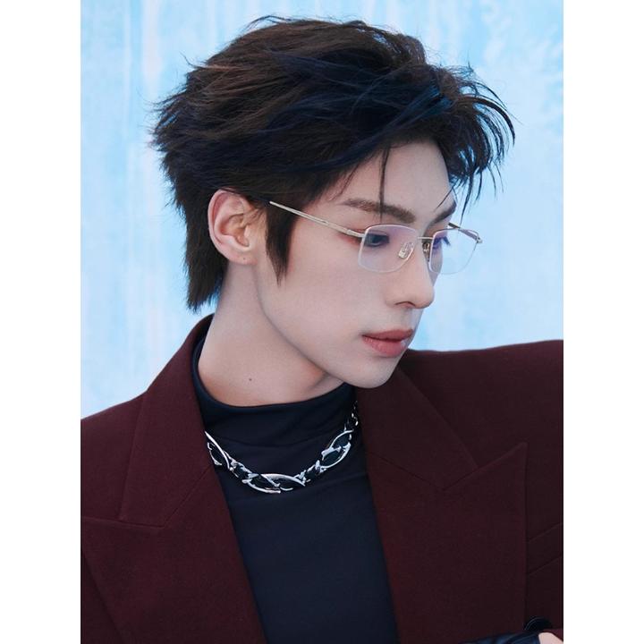 颜安同款半框眼镜男款近视度数可配斯文败类霸总眼睛架汽水音乐节