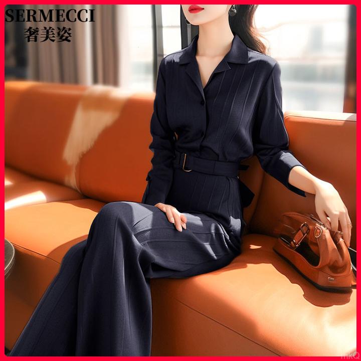 2025年春装女新款法式高级感时尚气质通勤polo领上衣裤子两件套装